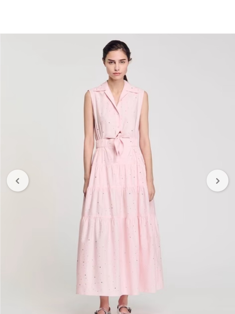 Sandro Rhinestone Tie-Front Maxi Dress in pink sz m